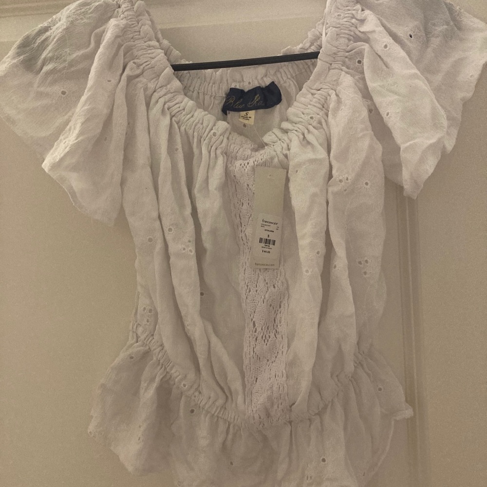 New ruffly short sleeve peasant top